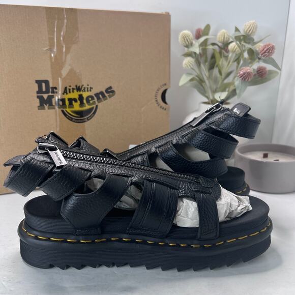 Dr Martens Olson Milled Nappa Platform Zip Up Gladiator Sandals Black Women's 9 - Picture 7 of 12